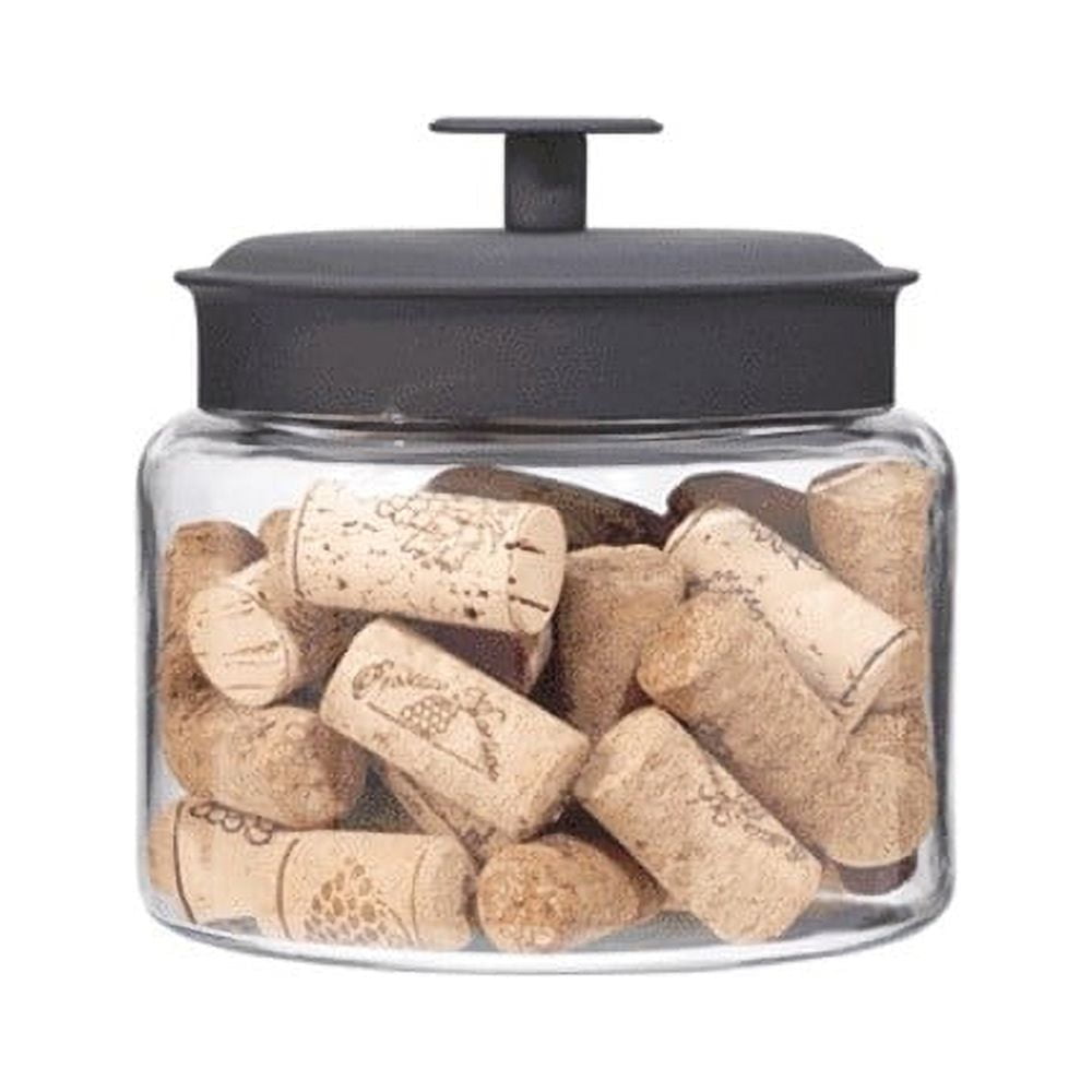 Anchor Hocking 48-Ounce Mini Montana Glass Jar with Black Metal Cover