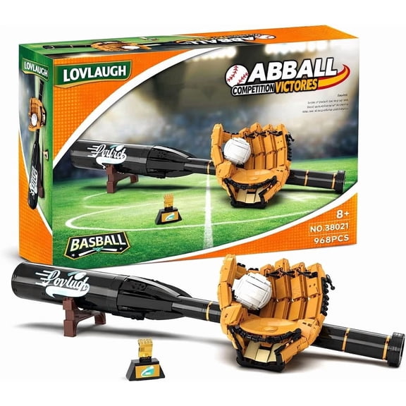 968Piece Baseball Building Set with Bat, Glove, Ball & Trophy - Interactive STEM Toy Buildable Display & Play, Compatible with Major Brick Brands