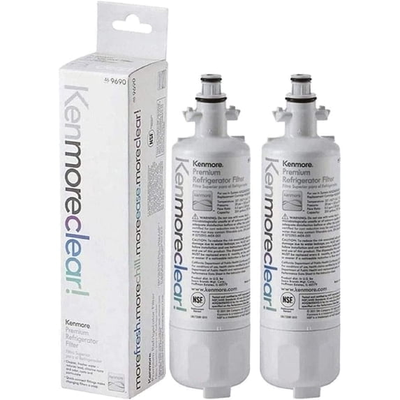 9690 Refrigerator Water Filter Replacement for LG LT700P and Kenmore 46-9690, 469690, NSF Certified Fridge Water Filtration, 2-Pack