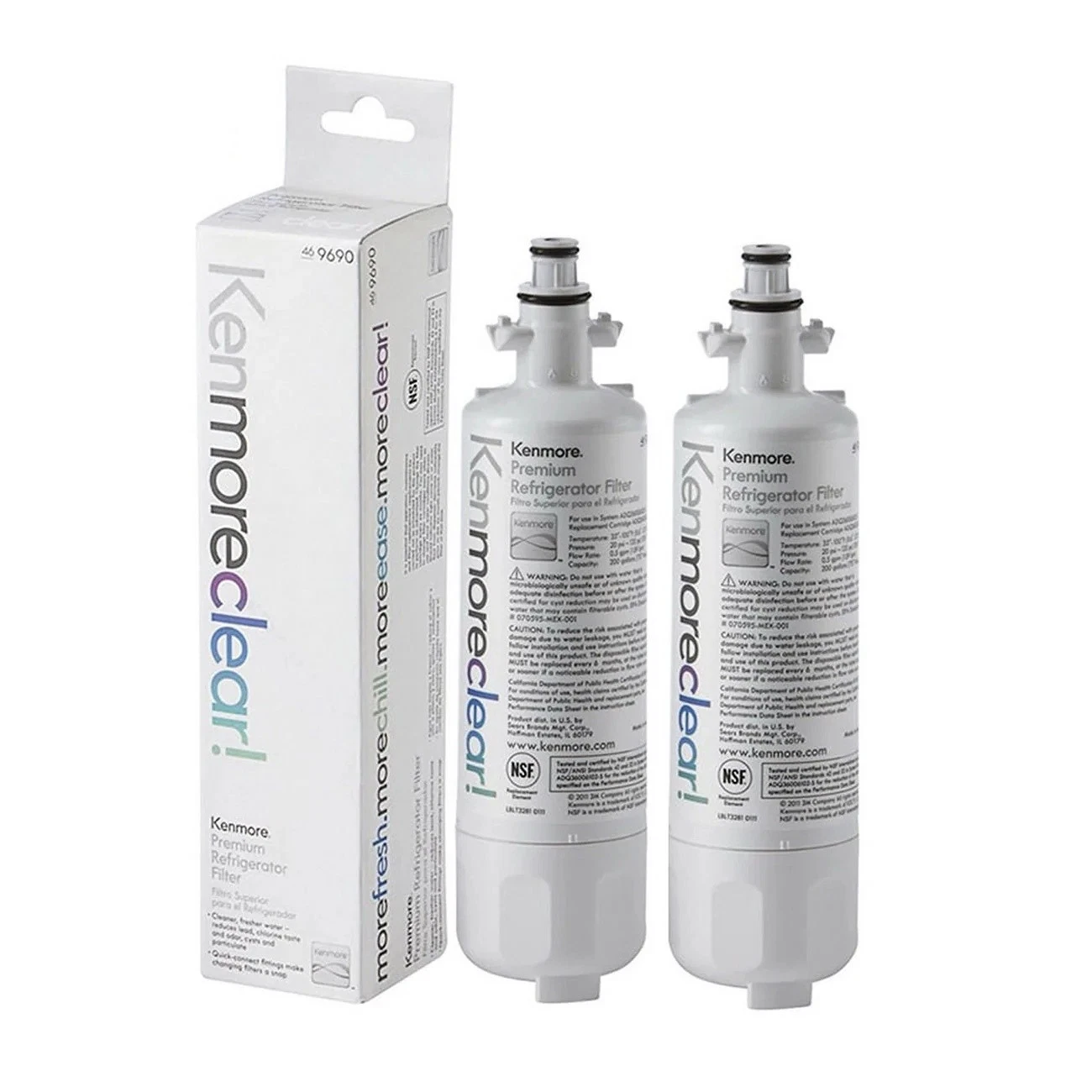 9690 Refrigerator Water Filter Replacement for LG LT700P and Kenmore 46-9690, 469690, NSF Certified, 4 Pack