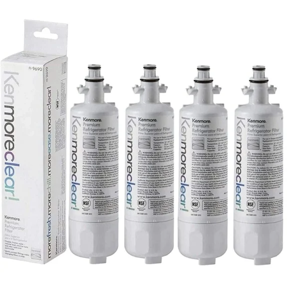 9690 Refrigerator Water Filter Replacement for LG LT700P and Kenmore 46-9690, 469690, NSF Certified Fridge Water Filtration, 4-Pack