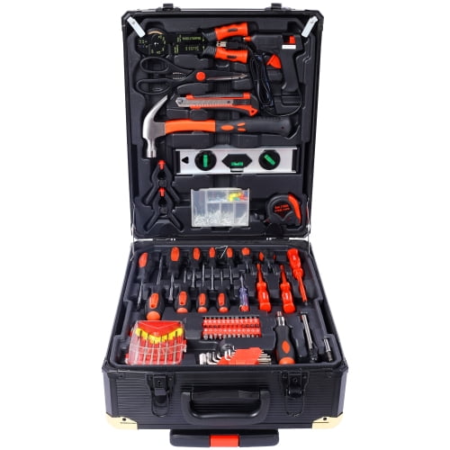 969pcs Home Repair Tool Set Kit for Men, Toolbox Storage Case with 4 Drawers, General Household Tool Kit with Rolling Tool Box, Tool Set Kit for Maintenance, Gift for Father, Husband, Friend, Red