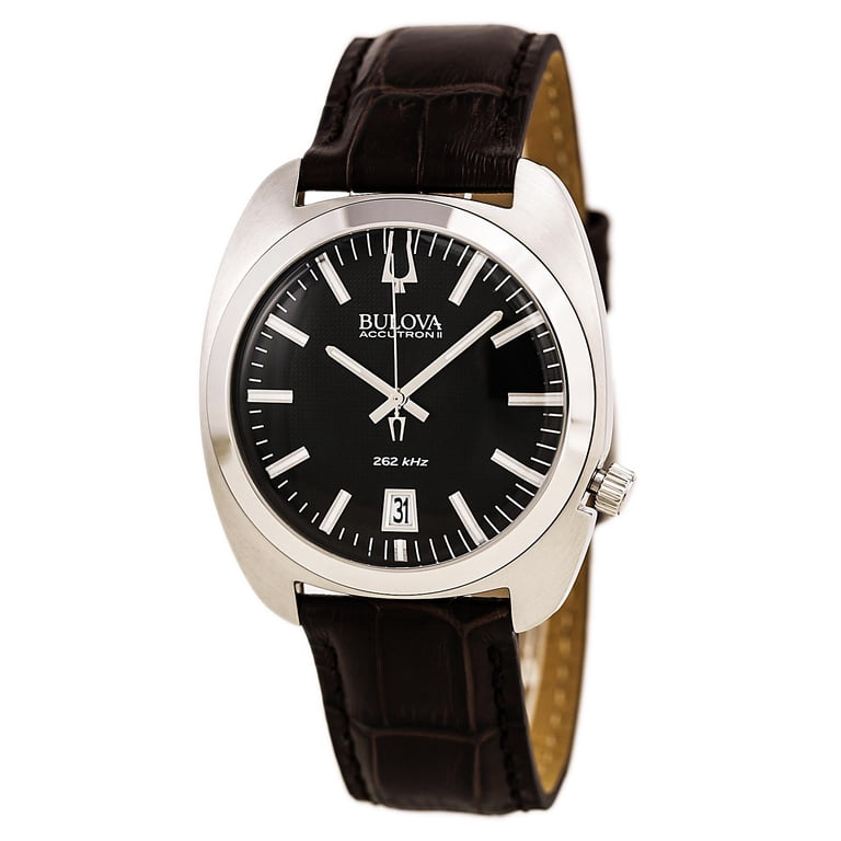 96B253 Men's Accutron II Black Dial Brown Leather Strap Watch
