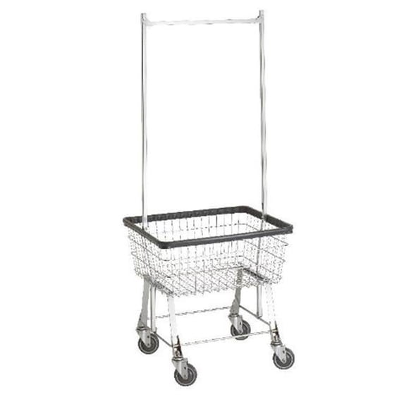 96B58 Light-Duty Wire Frame Metal Laundry Cart with Double Pole Rack ...