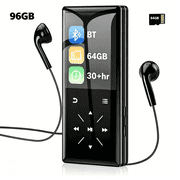 96GB Bluetooth MP3 Player - 2.4 Screen Portable HiFi Mp3 MP4 Player with Built-in Speaker,Walkmen Music Player with Voice Recorder,FM Radio,Touch Buttons Study Player,Support up to 256GB SD Card
