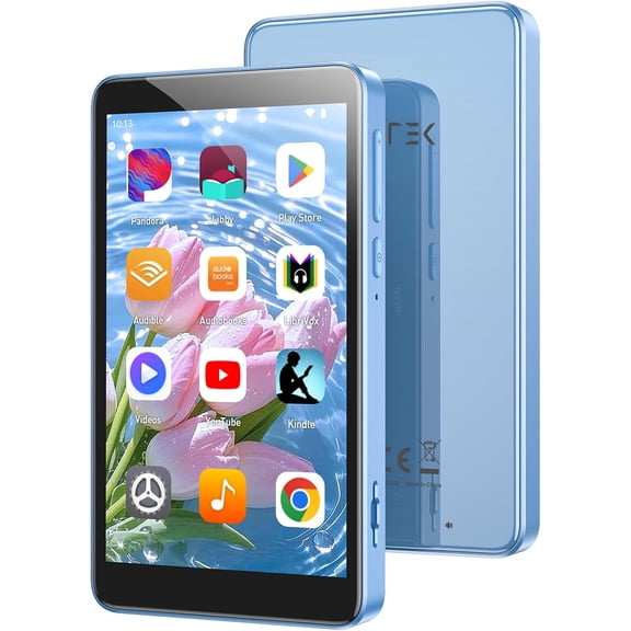 96GB MP3 Player with Bluetooth and WiFi, T08 4'' Android MP4 Player | Android 14 Music Player with Spotify, Audible, APP Store, Up to 1TB, Blue