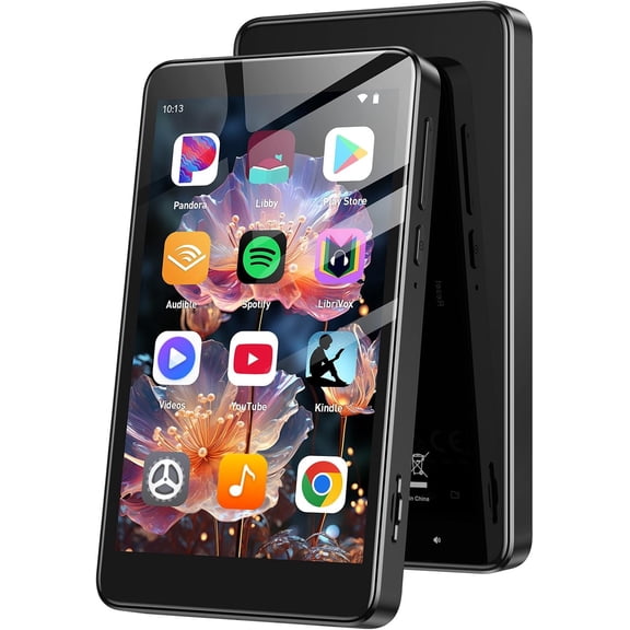 96GB MP3 Player with Bluetooth and WiFi, T08X 4'' Android 14 MP4 Music Player with Spotify, Audible, APP Store, Up to 1TB, Black