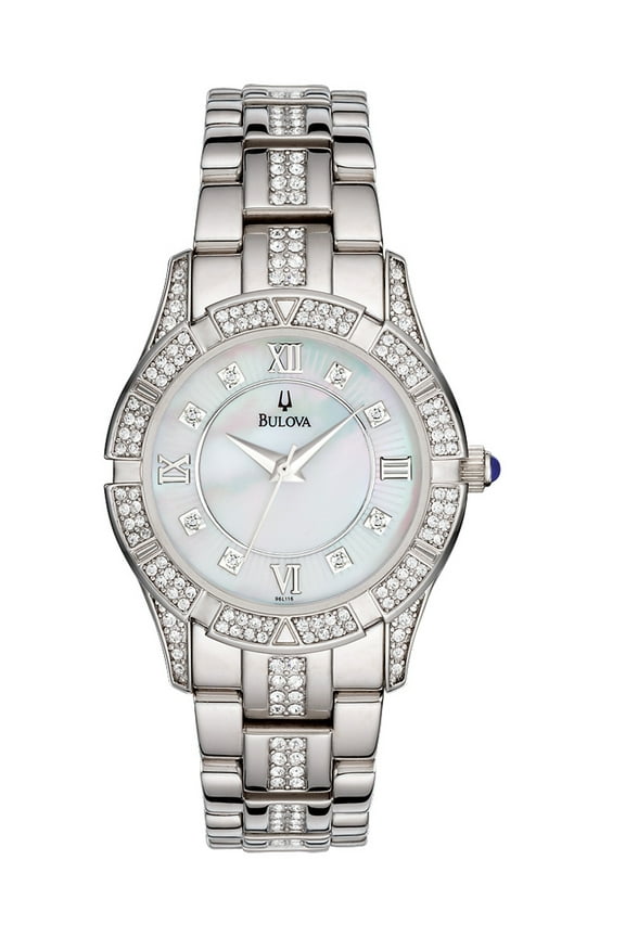 96L116 Women's 31mm Mother Of Pearl Crystal Stainless Steel Watch