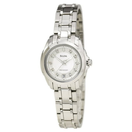 96P115 Women's Longwood Domed Crystal Accents MOP Dial Steel Precisionist Watch