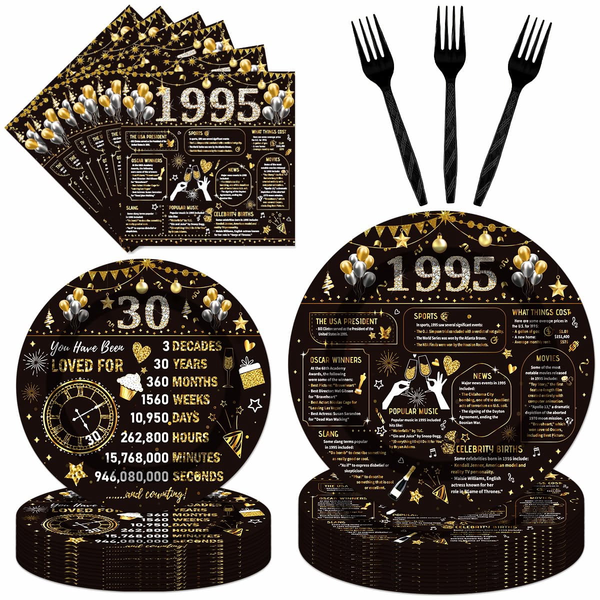96PCS 30th Birthday Plates RRF12 and Napkins Party Supplies 30th ...