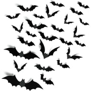 96PCS Halloween Bats Decorations, 8 Different Sizes Realistic PVC Black 3D Scary Bat Sticker for Home Decor DIY Wall Decal Indoor Halloween Party Supplies