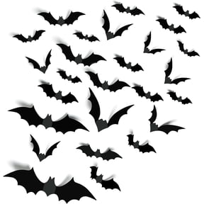 96PCS Halloween Bats Decorations, 8 Different Sizes Realistic PVC Black 3D Scary Bat Sticker for Home Decor DIY Wall Decal Indoor Halloween Party Supplies