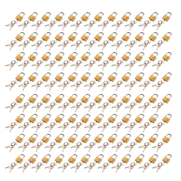 96PCS Mini Brass Padlock with Keys Locker Case Supply Travel Suitcase Luggage Case Padlock Simple Small Copper Lock,96 x small lock 288 x key,Gold