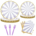 thumbnail image 1 of 96PCS Party Plates, Purple Paper Plates and Napkins, Disposable Tableware Set, Party Supplies for Kids Birthday Baby Shower Bridal Shower Picnic, Serve for 24 Guests, Purple and White, 1 of 6