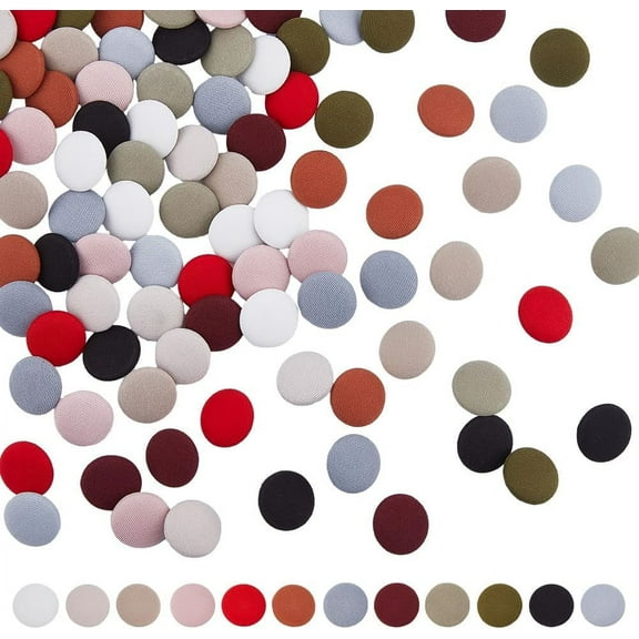 96Pcs 12 Colors Fabric Cloth Covered Buttons with Alloy Shank 19mm Round Cloth Buttons Buttons 1-Hole Sewing Fabric Cloth Buttons