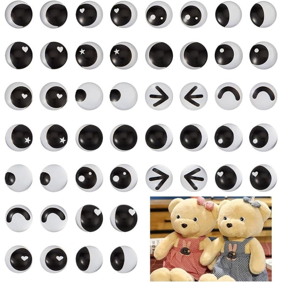 96Pcs 24 Styles Glass Craft Eyes 0.6 inch Half Round Glass Puppet Eyes Stuffed Crochet Eyes Animal Eye Crochet Crafts Making for DIY DIY Clay and Amigurumi Decor Crochet Making Supplies