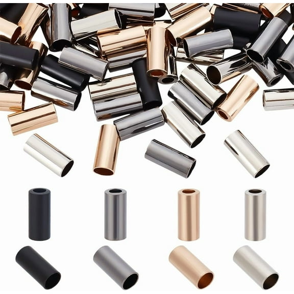 96Pcs 4 Colors Alloy End Caps Column Mixed Color 19.5x9mm Inner Diameter: 8mm 24Pcs/color