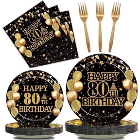 96Pcs 80th Birthday Theme Birthday Decorations,Back in 1946 Birthday Party Tableware Set for Men Women Cheers to 80 Years Birthday Party Dessert Plates Napkins Forks Favors, Serve 24