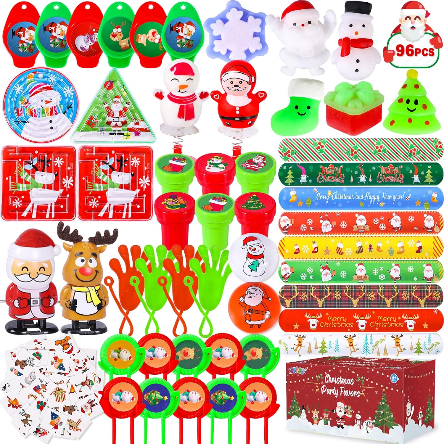 96pcs Christmas Party Favors For Kids, Pinata Stuffers, Prizes For Kids 