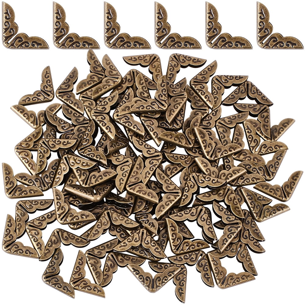 96Pcs Iron Bag Decorate Corners Protector Triangle Carved Edge Guard Protector for Handbags Book Album Accessories Bronze 1.4x1.4cm DIY