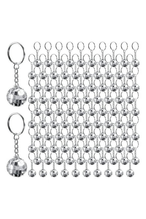 96Pcs Mini Disco Ball Keychains Disco Ball Favors Mirror 70s 80s 90s Disco Keychain Bulk Silver Disco Accessories,96 * Mini Disco Ball Keychains,Silver