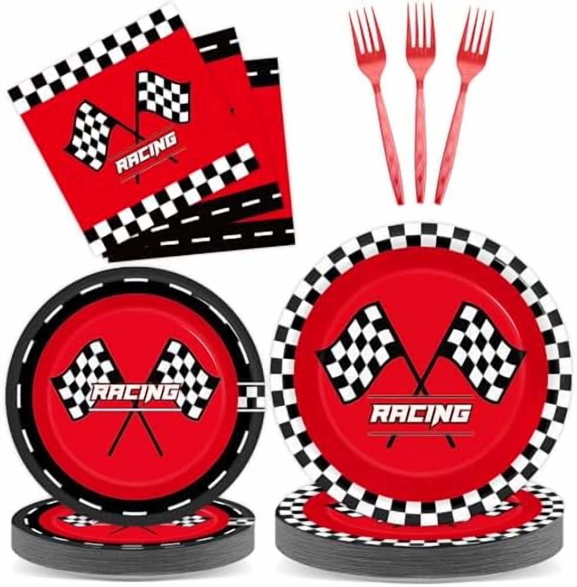 Plate Delivery Racing 96Pcs Race Car Party Plates and Napkin Red Racing Car Party Supplies ...
