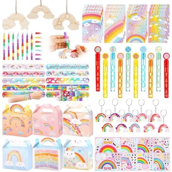 96Pcs Rainbow Party Favors Birthday Party Decorations Gift for Kids, Notebook Rainbow Goodie Bag Stuffers,School Supplies,Pinata Fillers Classroom Rewards Gifts Party Supplies