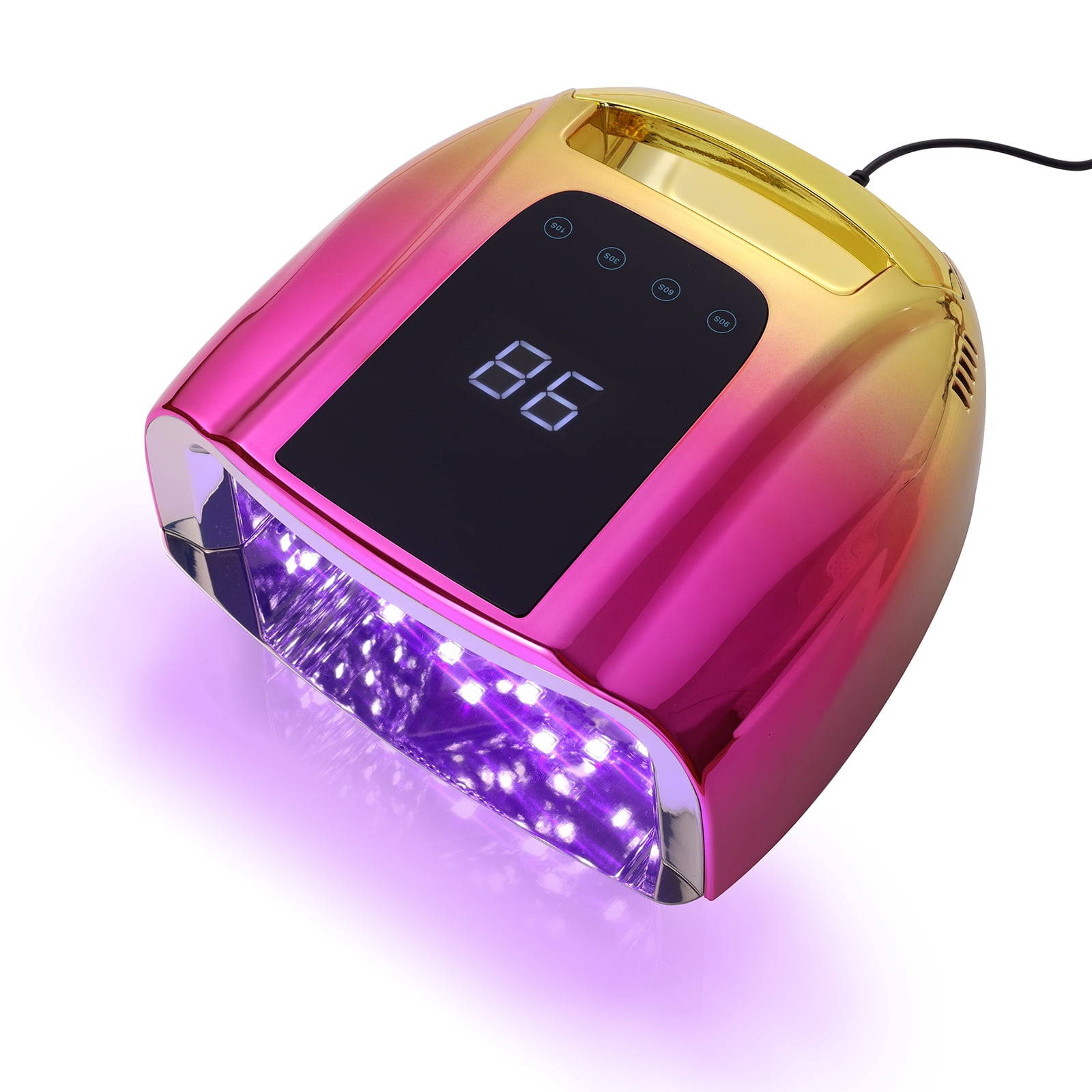 96W UV Nail Lamp Not Rechargeable Gel Lamp Professional LED Nail Light Dryer with Removable Stainless Steel Plate 4 Timers Auto Sensor Fast Curing for Home & Salon DIY Manicure