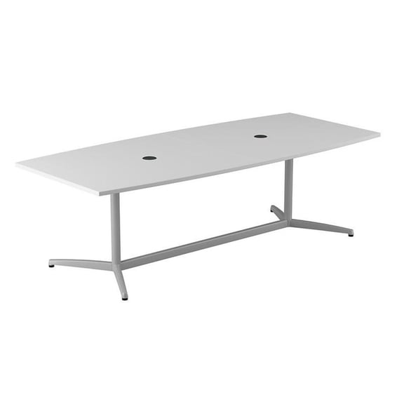 96W x 42D Conference Table with Metal Base in White - Engineered Wood