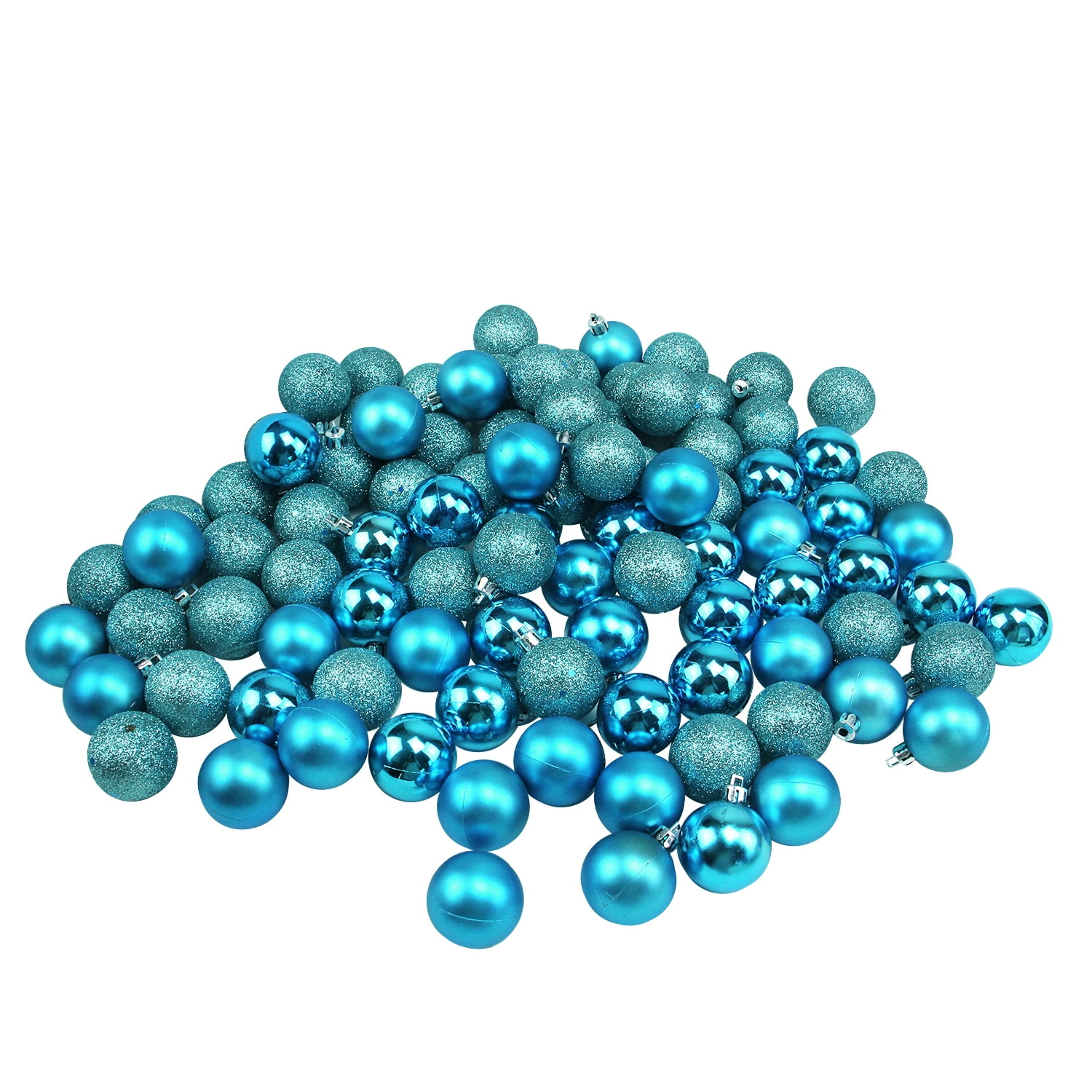 Northlight 96ct Shatterproof 4-Finish Christmas Ball Ornament Set 1.5" - Turquoise