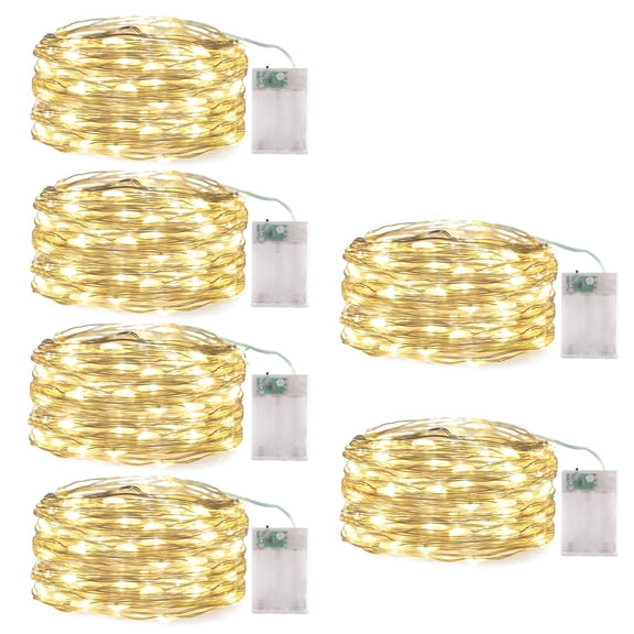 96ft(16ft x 6) Indoor Outdoor Fairy String Light 300 LED Battery Operated Waterproof -Warm White