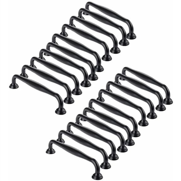 96mm Black Door Handles for Kitchen Cabinets & Drawers, 20 Pack Rawiri