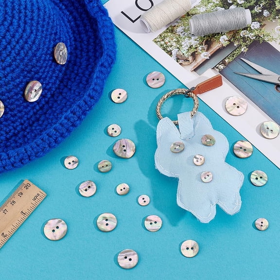96pcs 6 Sizes Round Shell Buttons Sewing Buttons 2-Hole Natural Shell Buttons 10/11/12/15/18/20mm Craft Seashell Buttons for Cloth Coats Suits Jacket Blazers Jeans Skirts Sewing Crafting