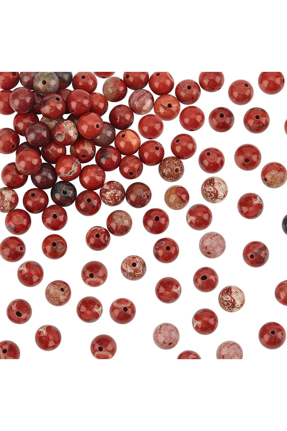 96pcs 8mm Natural Red Agate Beads Red Marble Bead Strands 1mm Hole Round Loose Gemstone Beads Energy Stone for Bracelet Necklace Jewelry Making Red