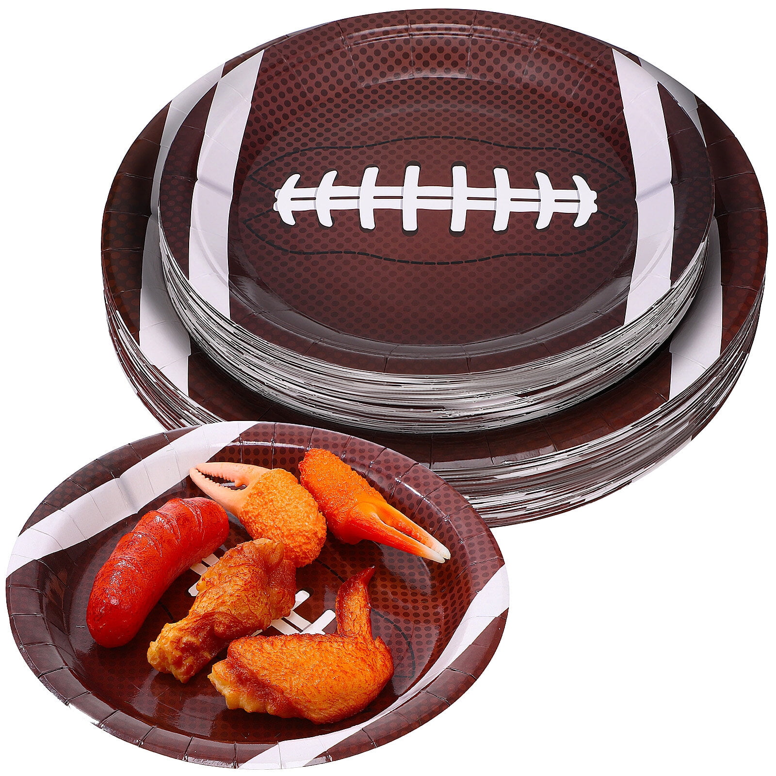 96-Pack Football Themed Paper Plates Disposable Trays Party Supplies for Football Game Day Celebrations