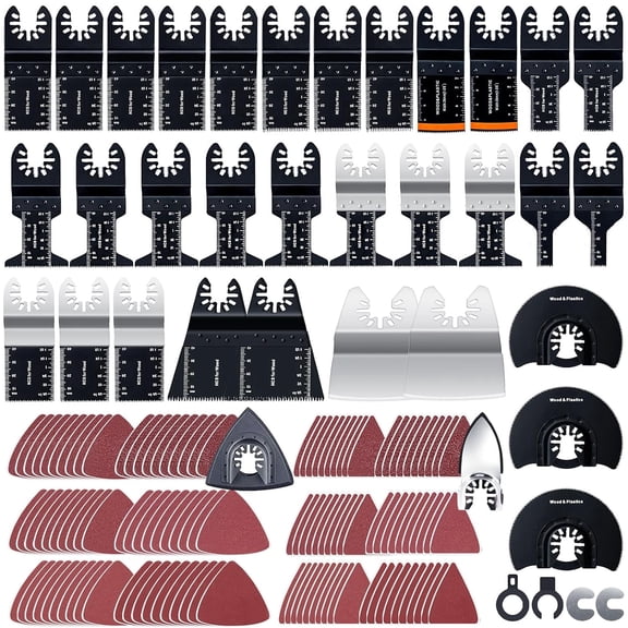 96pcs Oscillating Multitool Blades, Oscillating Saw Blades, Quick Release Multitool Blades Kit, Tool Blades Accessories Kits for Wood Plastic Metal Nails Bolts
