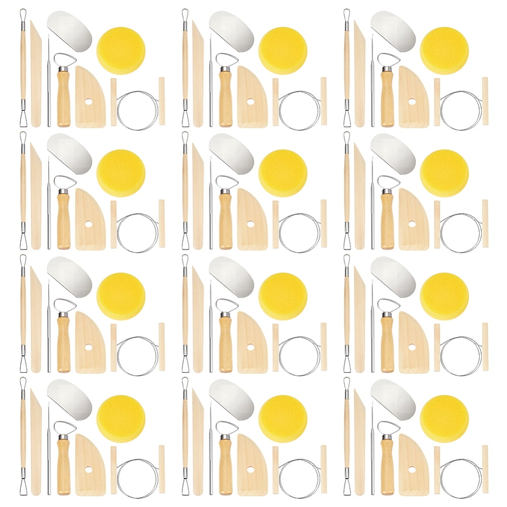 96pcs Pottery Tool Kit Sculpting Clay Tool Ceramics Tools Clay Cutting Modeling Trimming Wooden Handles Carving Kit DIY