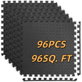 thumbnail image 1 of 96pcs of Thick Foam Flooring Tiles - Measuring 11.8X11.8 Inches, Designed to Be Non-Slip And Waterproof, Ideal for Home Gyms, Yoga Sessions, And Weightlifting Activities, 1 of 4