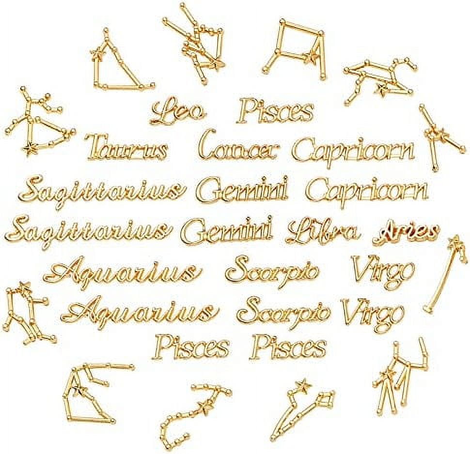 96pcs Zodiac Sign Resin Fillers 2-Style Constellation Words Star