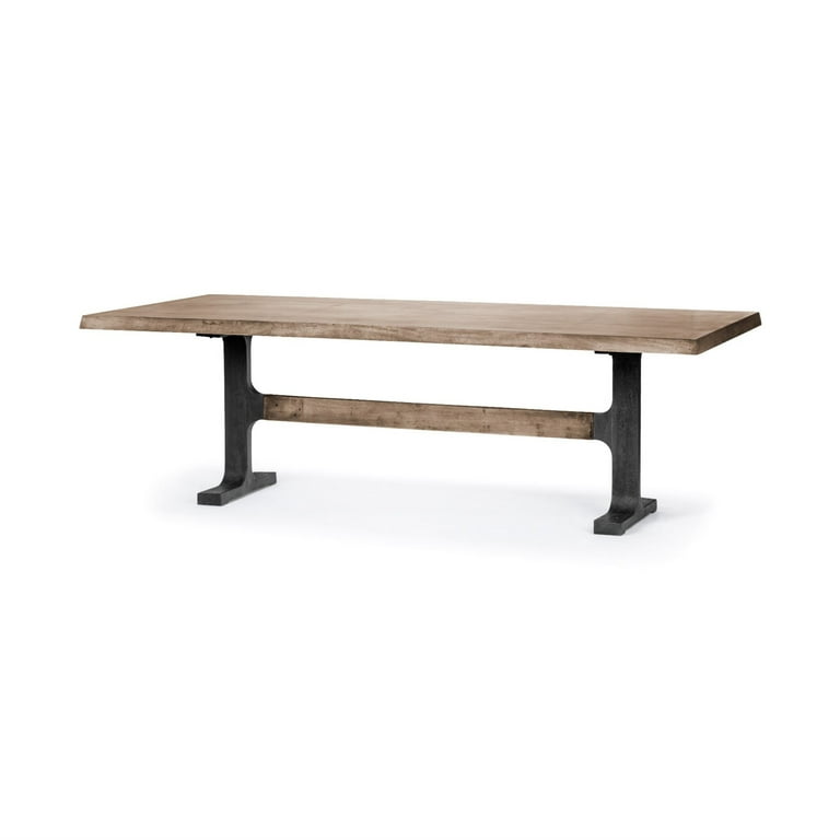 96X42 Rectangular Brown Solid Wood Top With Black Metal Base Dining Table 96X42 Rectangular Brown Solid Wood Top With Black Metal Base Dining Table