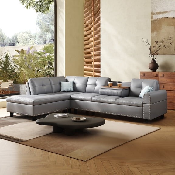 97.5" Oversized Sectional Couch, L Shaped Couchwith, Modern Modular Sofa withDeep Seat, Sectional Couches for Living Room andOffice, Faux Leather Sofa
