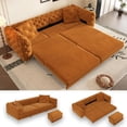 thumbnail image 1 of 97.7'' Pull Out Sofa Bed King, Chesterfield Velvet Sleeper Sofa, Convertible L-Shaped Futon Couch, Tufted Back, Ottoman, Deep Seat Loveseat Couches for Living Room, Apartment, Orange, 1 of 11