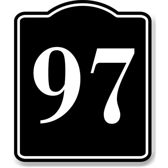97 Bay Garage Door Plate Field Lane Gate Number BLACK Aluminum Composite Sign, 8.5"x10"