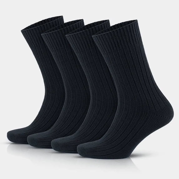 GoWith 97% Cotton Socks for Men and Women | Black Crew Socks | 4 Pairs | Model: 3012