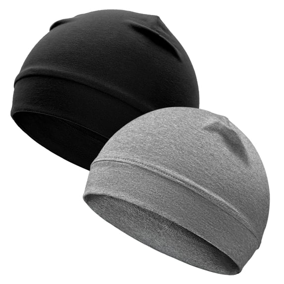 97% Cotton Skull Cap Beanies for Men Women, Breathable Helmet Liner Sleep Hat