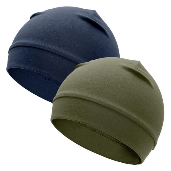 97% Cotton Skull Cap Beanies for Men Women, Breathable Helmet Liner Sleep Hat