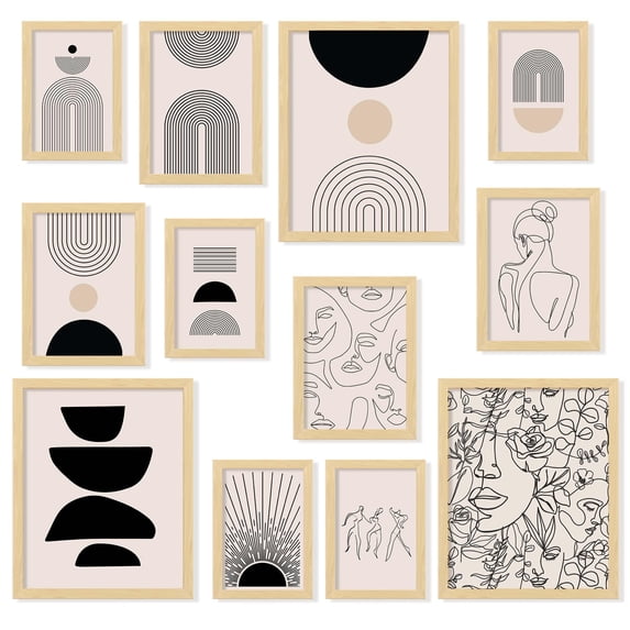 97 Decor Boho 8x10 Neutral Geometric Art Print Set, 12 Pieces