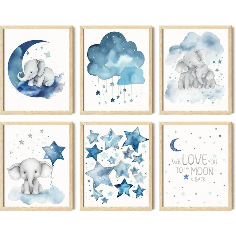 97 DECOR Baby Elephant Nursery Decor, Moon Star Nursery Pictures - Main Image