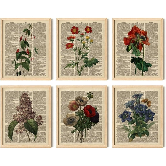 97 DECOR Vintage Floral Wall Art, Botanical Prints Plant Poster (UNFRAMED)