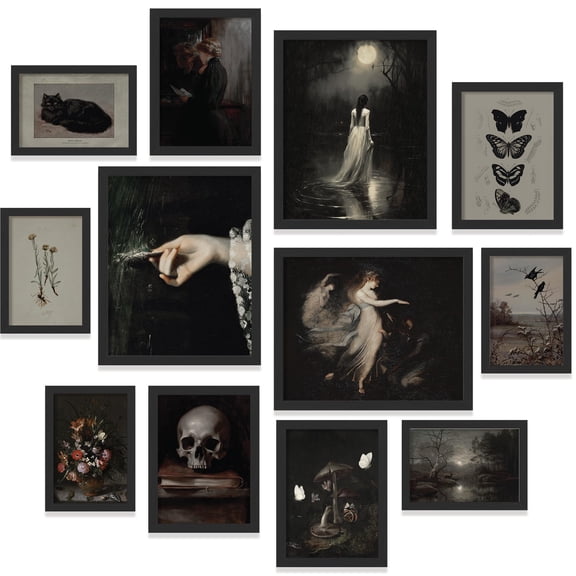 97 Decor FRAMED Gothic Wall Art - Dark Academia Decor For Bedroom, Dark Academia Wall Art Framed, Halloween Gothic Decorations For Home (Framed)